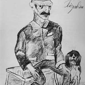 Ligabue Antonio _ autoritratto con cane - Antonio Ligabue