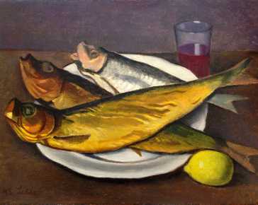 Marius Ledda - Still life with herrings lemon and wine