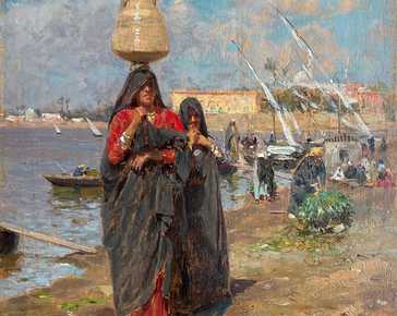Lovatti Augusto - Water carriers on the bank of the Nile, Cairo
