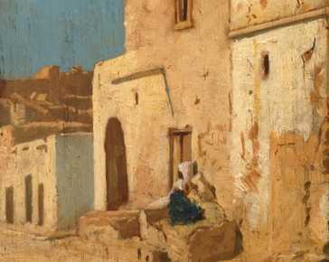  (attribuito) Poilpot Theophile - Case in un villaggio