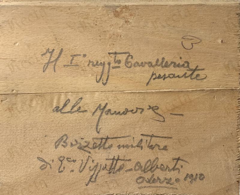 Enrico Vizzotto Alberti - Primo reggimento Cavalleria pesante alle manovre, 1910 - Retro