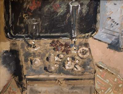 Still life with mushrooms, chestnuts and glasses - De Pisis Filippo