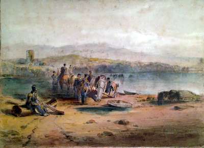 French troops along the Magra river - Stanfield Clarkson Frederick