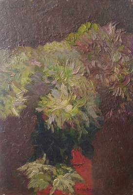 Crisantemi nel vaso rosso * - Salietti Alberto