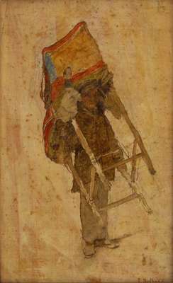 The puppeteer with the little theater of Pulcinella - Dalbono Edoardo