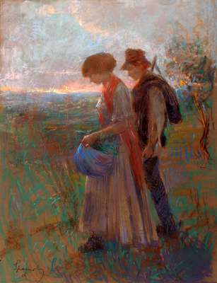 The return from work in the fields - Spagnolo Gaetano