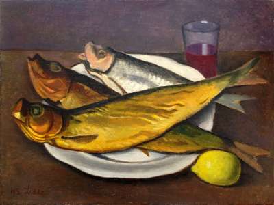 Still life with herrings lemon and wine - Ledda Marius