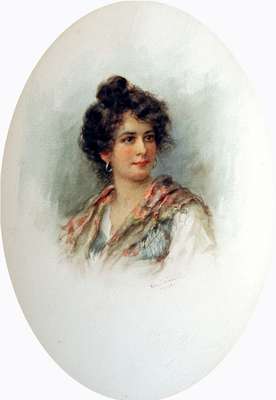 Portrait of a young Venetian girl - Tessari Vittorio