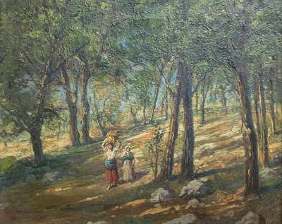 Women collecting wood in the woods - Mastroianni Domenico