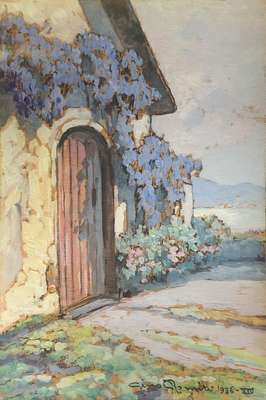 House with wisteria - Romiti Gino